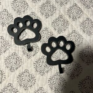 Black Paw Print Wall Hooks (Set of 2)